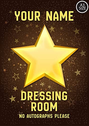 ELITEPRINT Personalised Custom Dressing Room Door Sign Brown and Gold Metal Sign Plaque - Wall Art Decorations (A3 (42cm x 29.7cm))