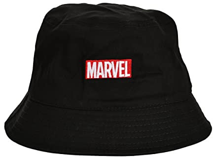 Elbenwald Marvel Bucket Hat mit Logo Motiv für Herren Damen Unisex schwarz