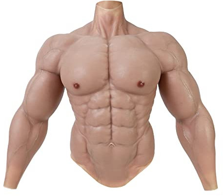 SMITIZEN Silikon Muskelanzug Upgraded Version Männliche Brust mit Armen Realistisch Fake Muskel Kostüm Cosplay Halloween Karneval (Natur)