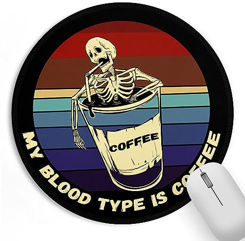 Small Round Mouse Pad with Skeleton Skull Goth, Black Funny Mousepad with Non-Slip Rubber Base, Cool Mouse Pads for Desk Accessories Laptop Gaming Office Supplies Decor(8.6 x 8.6 Inch)