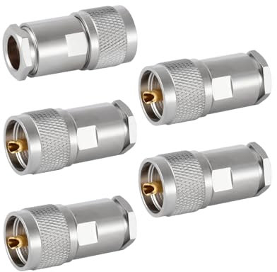 Vecys 5PCS PL-259 UHF Maschio Connettori 50 Ohm PL259 Maschio Spina Cinque pezzi Set Crimpare RF Coax Connettore Adattatore per RG-213 VLMR-400 RG8 RG59 Cavo Coassiale a Bassa Perdita