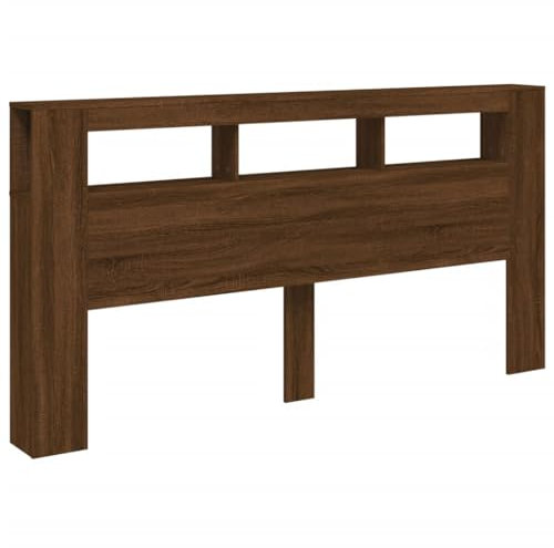 vidaXL Tête de Lit à LED, Accessoire de Lit, Tête de Cadre de Lit, Meuble de Chambre à Coucher, Chêne Marron 200x18,5x103,5cm Bois Ingénierie