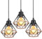 PETITES ECREVISSES 3 Packs Lustres Suspensions Industrielles Design 3 Lampes Diamant Chanvre Corde Métal LED Luminaire Plafonnier Abat-Jour Rétro Design E27 pour cuisine salon chambre (Ø16cm-3pcs)