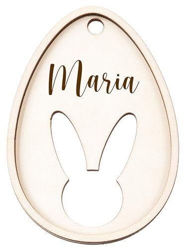 Kidsmood – Personalisierte Osterdeko zum Aufhängen – Ostereier zum Aufhängen mit Namen aus Holz– Frühlingsdeko Innen & Ostern Deko für Osternest Kinder [8x10 cm]