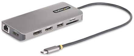 StarTech.com USB-C Triple-Monitor Multiport Adapter, Dual 4K 60Hz + 4K 30Hz HDMI & DP, 4x USB-A, 100W PD Pass-Through, GbE, SD Card Reader