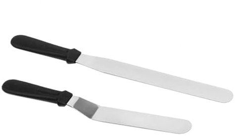 2 Pieces Icing Spatula Cake Decorating Stainless Steel Frosting Knife, Large 8 Inch Straight and 8 Inch Angled Frosting Spatula for Home Cake Bakery