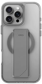 UNIQ HELDRO MAX FlexGrip™ Mehrzweck-Schutzhülle für iPhone 16 Pro Max mit magnetischer Aufladung und integriertem Kameraständer, transparent