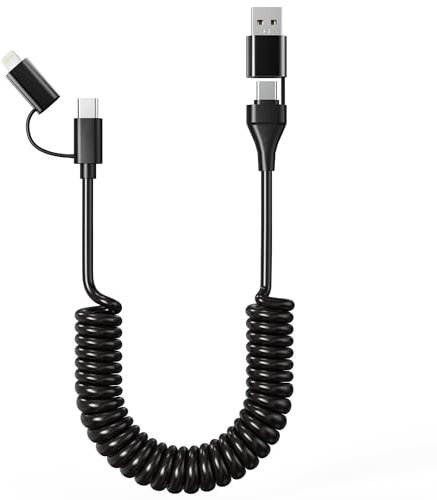 clickfish Cavo 2 in 2 USB-C e Lightning per Carplay, cavo USB-C a USB C per Carplay e Android Auto, cavo multi-caricabatterie combinato Type-C/Lightning per iPhone16 15 14 13 12/Android/iPad