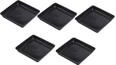Parliky 5 Pezzi Vassoio per Vasi da Fiori Quadrato in Plastica Pp Nero 15x15 Cm per Giardino e Casa, Pallet Portavasi Resistente e Spesso, Raccogli Acqua e Terra, Facile da Spostare e Riutilizzabile