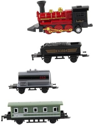 Gogogmee 4pezzi Giocattolo Treno a Vapore in Lega Retrò Di Treno Giocattolo Set Di Trenini Traino Mini Educativo Senza Batteria Divertente Per Ragazzo Ragazza