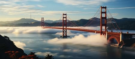 adrium Acryl-Bild 120 x 50 cm: Golden Gate Bridge im Morgennebel, (224184565)