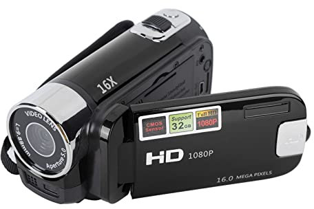 Yunir Videocamera Videocamera Registratore per Fotocamera Digitale Full HD 4K 30FPS 48MP 2,7 Pollici 16X Zoom Digitale Videocamera per Vlogging, con Cavo USB (BLACK)