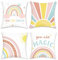 Bonhause 4er Set Kissenbezüge Regenbogen Boho 45 x 45 cm Sonne You Are Brave Dekorative Kissenhülle Zierkissenbezüge für Sofa Schlafzimmer Kinderzimmer Babyzimmer Dekoration