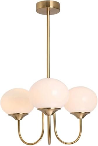Lustre en verre de lait rose à 3 lumières pour table de salle à manger Lampe à suspension moderne du milieu du siècle Lustre rond français en or Décoration de plafond pour salon Chambre Bar Cuisine