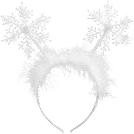 Schneeflocke Kopf, Schneeflocken Haarreif Damen, Schneeflocke Haarreifen mit Feder, Schneeflocke Haarreifen, für Mädchen Geburtstag Weihnachten Halloween Fasching Party