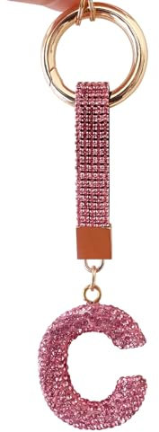 ZVRSUA Portachiavi con lettera per donne e ragazze, portachiavi rosa, portachiavi Gliter, accessori per chiavi/chiavi auto, zaini e borse, regali da donna, Colore: rosa., Taglia unica