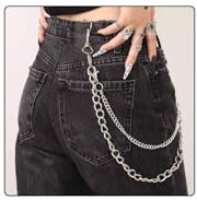 Calkkrer Schwarze Hip Hop Hosenkette, Gothic Punk Hose Kette, Jeanskette Hose Kette, Emo Accessoires, Skelett Kette, Punk Schlüsselanhänger, Freie Größe
