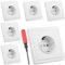 HTTYHT 6 Piezas Enchufe Pared Empotrado Enchufe Simple Enchufes Empotrables Pared 250V 16A Toma de Corriente Blanco Enchufes Estándar con Destornillador para Oficina Dormitorio Cocina, 84 mm x 84 mm