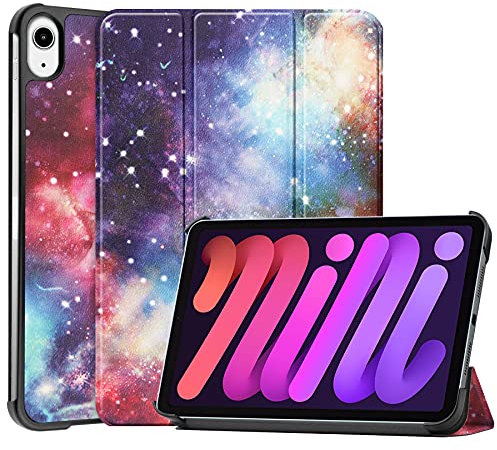 Hoozey - Hülle kompatibel mit Apple iPad mini 7 (2024) / Mini 6 (2021) - 8.3 Zoll - Mit Auto/Wake-Funktion - Kunstleder TPU Tablet Case Schutzhülle - Galaxy