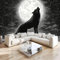 JEDTAKCT Papier Peint Panoramique Loup Noir Hurlant 350X256Cm - Photo Décoration Murale – Papier Peint Mural Pour Cuisine Chambre, Salon, Fond Tv - Luneciel Étoilé - Revêtement Mural