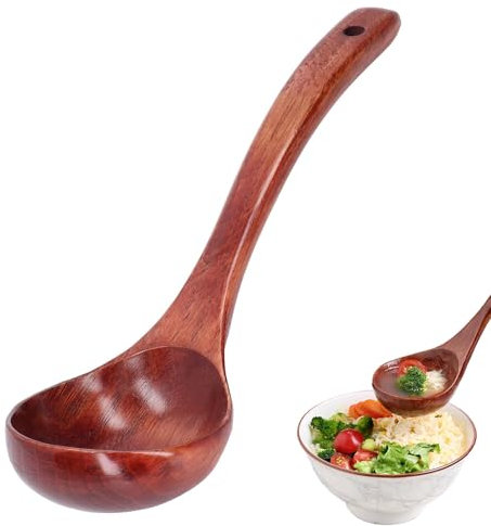 pcsfoe Cuchara de madera, 1 unidad, 24 cm, material de madera, cucharón sopa, cucharón, cucharón, cucharón, grande, restaurante, gachas, sopa, pasta, guiso
