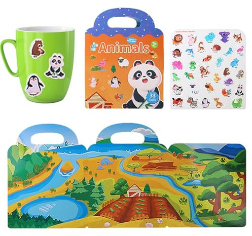 Wiederverwendbares Aufkleberbuch, Quiet Sticker Book | Lustige Reiseaufkleber | Handwerksspielzeug, Aktivitäten des Autoflugzeugs, tragbares Bildungsspielzeug für Bildungslern