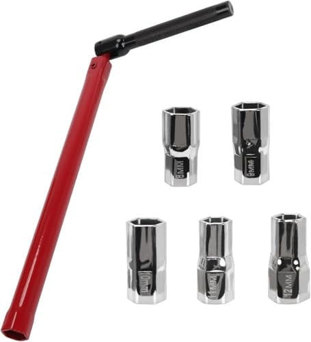 Tap Spanner for Tight Space, Faucet Wrench with 6pcs 8-14mm Nut Kit Adjustable Bathroom Faucet Tool Sink Tap Spanner for Bath Basin, Kitchen, Sink, Valves, Waterpipe (6, 8-14mm)