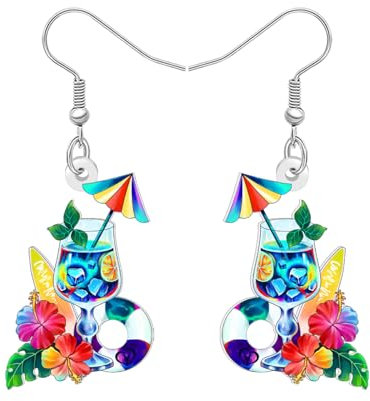 BAMAY Acrylic Funny Vacation Beach Earrings for Women Hawaiian Summer Jewellery Beachy Gifts Crab Coconut Palm Tree Ocean Charms (Rainbow)
