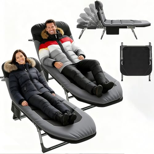 TerraVibe Camping Liegestuhl, Campingliege Faltbar Leicht, 6-Fach Verstellbar Liegestuhl, Sonnenliege Klappbar, Klappbare Gartenliege, Liege Klappbar für Outdoor Reisen Garten Balkon Büro (2pc)