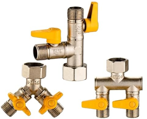 1 pièce de galvanoplastie entièrement en cuivre épaissie 3/4-1/2 vanne de gaz à trois voies vanne d'angle vanne à boisseau sphérique for inverseur de commutateur de robinet de chauffe-eau(With handl