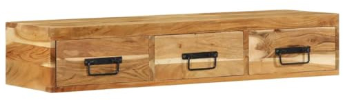 BOWEKAM Möbel, Schränke und Aufbewahrung, Medien-Aufbewahrungsschränke und -regale, Wandmontage, TV-Schrank, 100 x 30 x 19 cm, Massivholz, Akazie