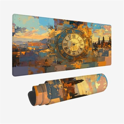 Abstrait Tapis de Souris XXL 1500x800mm Tapis Souris Horloges Mouse Pad avec Antidérapant et Imperméable Désign, Desk Mat avec Bords Cousus pour Gamer, Ordinateur, PC, Ordinateur Portable,Model447