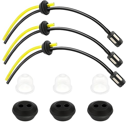 3 Sets Strimmer Fuel Pipe, Universal Strimmer Fuel Line Grass Trimmer Fuel-Filter Kit with Filter Primer Bulb for Brush Cutter Trimmers Mower Hedgetrimmer