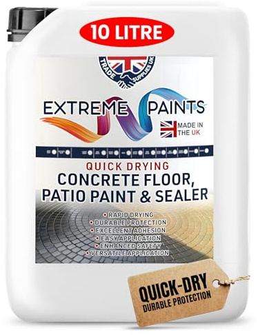 TRADE SUPPLIES UK - Extreme Quick Drying Concrete Floor, Patio Paint & Sealer - Water Based, Durable & long Lasting - Industrial & Domestic Spaces - MID GREY, 10 L