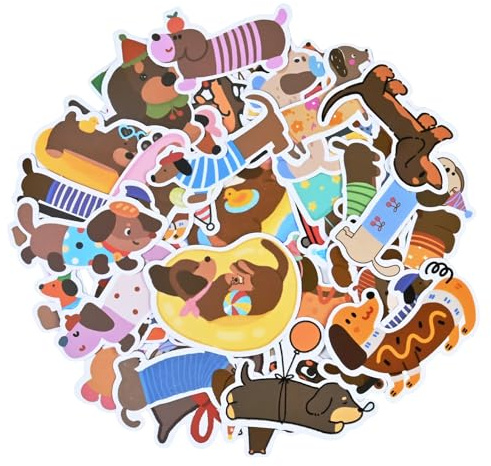 100 Blatt Dackel Sticker Pvc Leuchtende Farben Dackel Deko Wasserfest Und Kratzfest Sticker Hunde Zum Verzieren Von HandyhüLlen, Trinkflaschen, Laptops Und Koffern