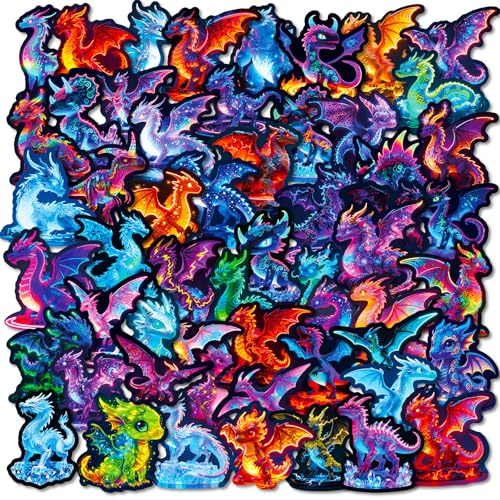 56 Stück Cartoon-Aufkleber mit europäischen Drachen, die ihre Farbe wechseln, Aufkleber mit antiken griechischen Drachenmotiven, DIY-Notizbücher, wasserfeste Doodle-Aufkleber