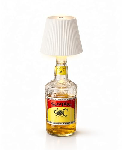 Lampada per Bottiglia LED Senza Fili Ricaricabile, Paralume per Bottiglia con 2 Adattatori Universali, Lampada Tappo Bottiglia Dimmerabile Touch 3 Luci, USB-C, 20h Autonomia, per Interni ed Esterni