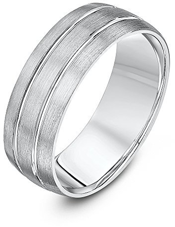 Theia Ehering Palladium 950 - massiv, Court Shape, 7mm mattiert und poliert, mit Rillen - Größe 54 (17.2)