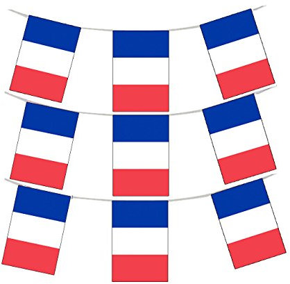 GrassVillage Wimpelkette mit 24 Flaggen, hochwertig, Frankreich-Flagge, 10 m, Party-Dekoration, französische Wimpelkette für Weltmeisterschaft 2018 oder Party-Dekoration