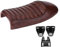 Elerose Motorrad Flache Vintage Sitzkissen Sattel,Universal Motorrad Modifizierten Sitz PU Leder Retro Cafe Racing Sitz Sattel für GNCG CB200 CB350 CB400SS CB500 CB750 SR400 SR500 XJ XS KZ(Braun A)