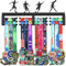 WEBIN Hanger Médaille de Football, Soccer Medals Display Rack,Sport Trophy Hangers,Race Awards Holder,Footballer Trophies Matte Black Metal Holders