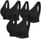 SIMIYA Super Comfort Bra, Womens Sports Bras Removable Pads Plus Size Sleep Bras for Girls in Yoga Bralette Leisure Stretch Crop Tops Vest (XL, 3 Pack Black)