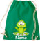 Shirtinstyle Gym Sack Kinder Turnbeutel Tiere Frosch mit Wunschnamen, Beutel Tasche, Farbe Kellygreen