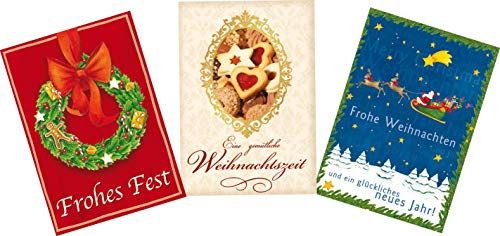 Perleberg hochwertige Weihnachtskarten - 3er Pack - Liebevoll gestaltete Weihnachtspostkarte inklusive Umschlag - Kunstvolle Grußkarte für Weihnachten in 11,6 x 16,6 cm