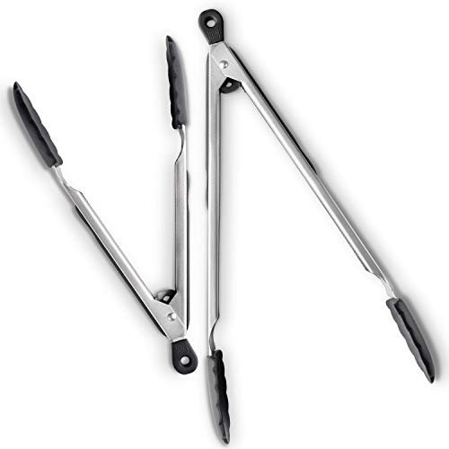 DI ORO® Küchenzangen Set - Edelstahl mit 250 °C hitzebeständigen BPA-freien Antihaft-Silikonspitzen – Tolle Grillzangen zum Kochen, Servieren und Grillen - Spülmaschinenfest und leicht zu reinigen