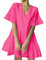 FANCYINN Mini robe droite ample avec poches, manches évasées, ourlet à volants et col en V - Jolie tunique fluide pour femme, Rose moyen., Taille XS