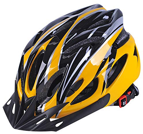 ANUFER Erwachsene Mountainbike Helm Einstellbar Leicht Atmungsaktiv Unisex Schutz Draussen Kopfbedeckung SN602C022 Schwarz Gelb
