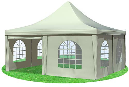 Stabilezelte Gartenpavillon 5x5m mit Seitenteilen Arabica Pagodenzelt PVC BEIGE