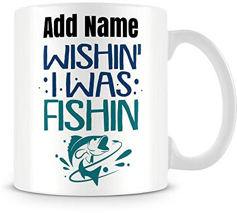 MUGGZ Funny Fishing Mug Personalised Gift - Wishin' I was Fishin'