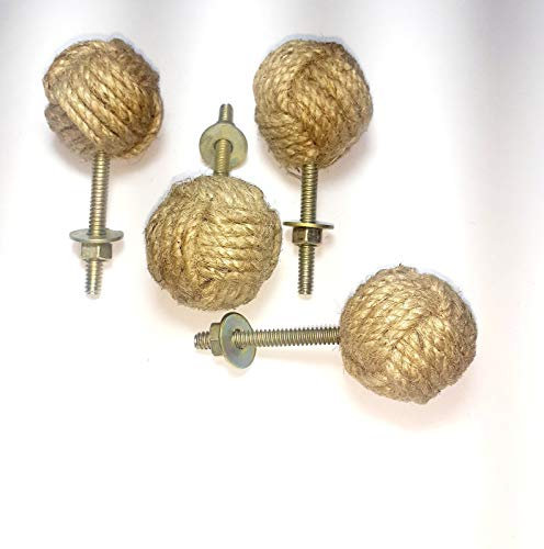 Ganga Nautical 4-teiliges Set aus Jute-Knöpfen für Tür, Schublade und Möbel